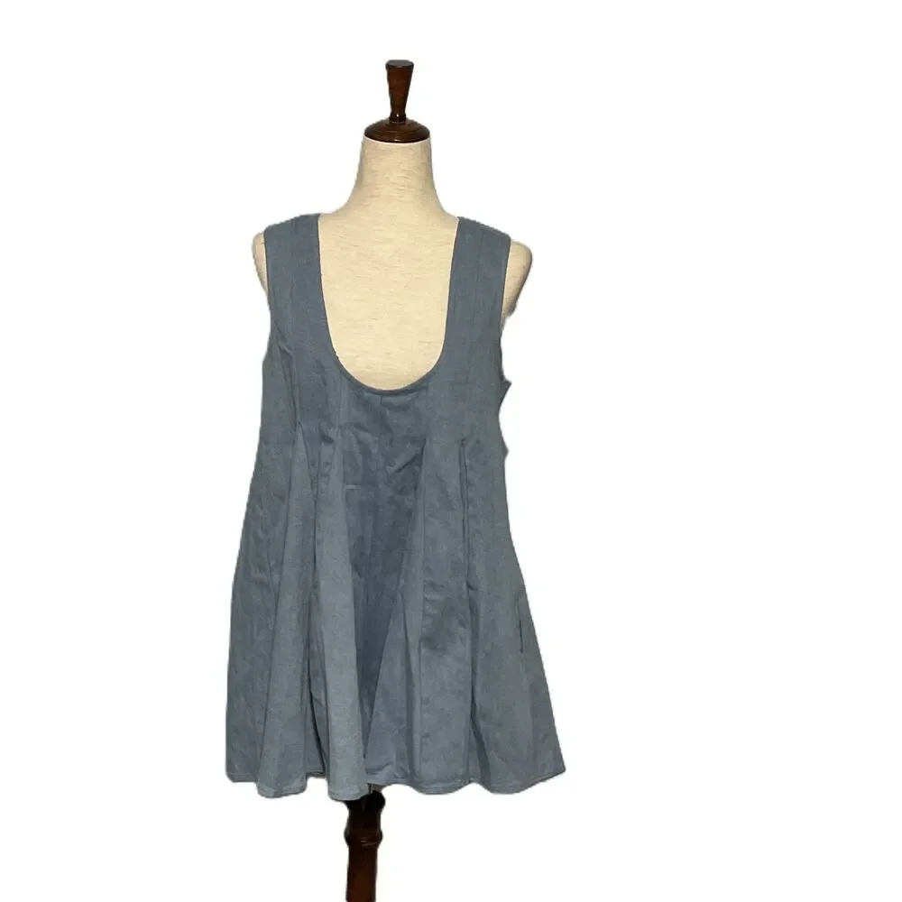 Storia Blue Cotton Romper L with Pockets